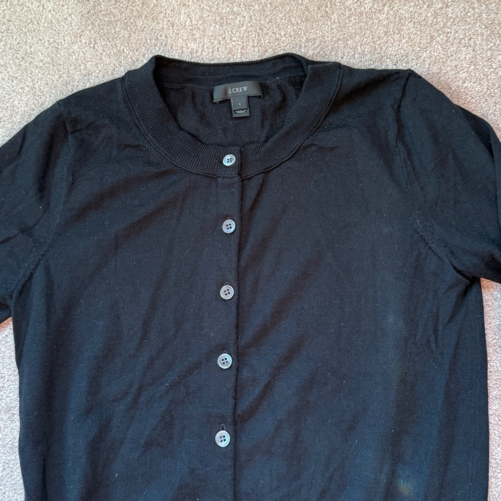Black Button-Up Merino Wool Cardigan - Picture 2 of 2